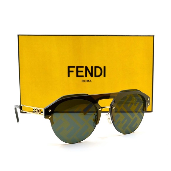 FENDI FE40027U BROWN GREEN MIRROR FF LOGO AUTHENTIC SUNGLASSES - Picture 7 of 10